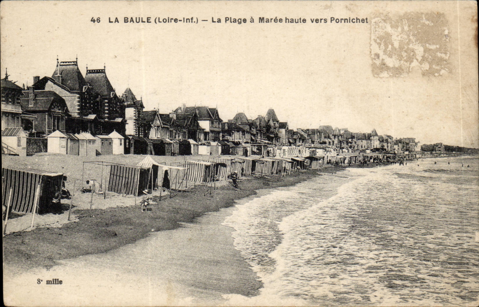 La Baule CPA the beach has high tide towards pornichet
