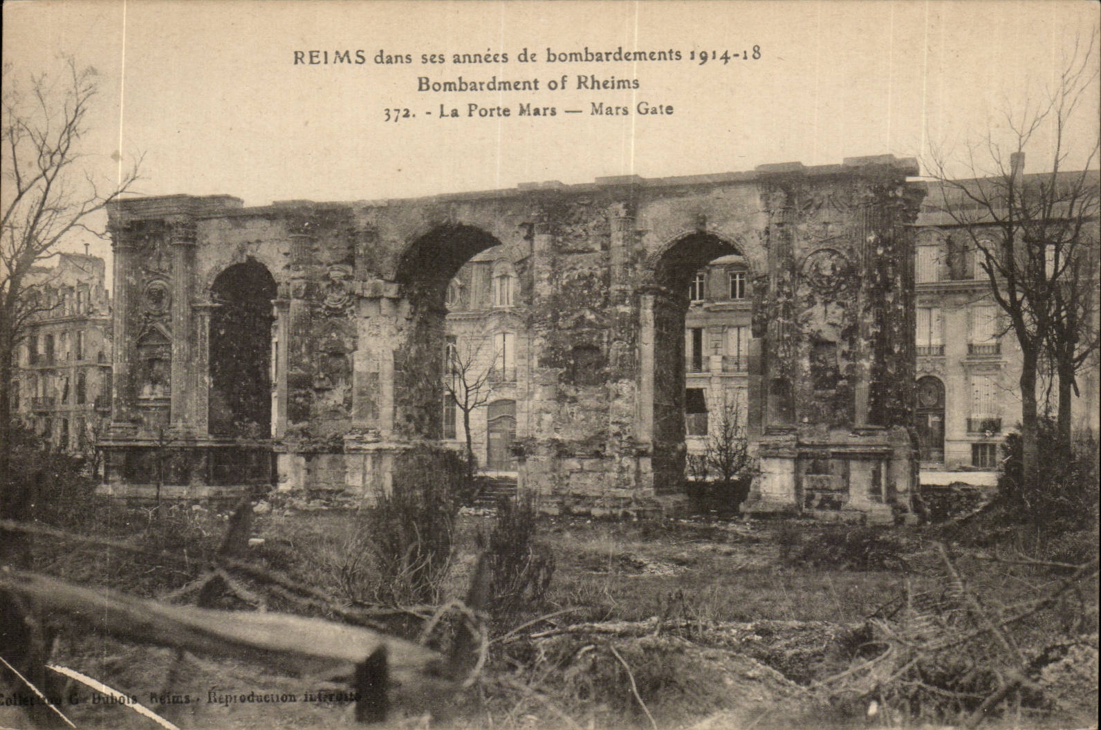 CPA Reims in its years of bombardments 1914 1918 the Gate Mars