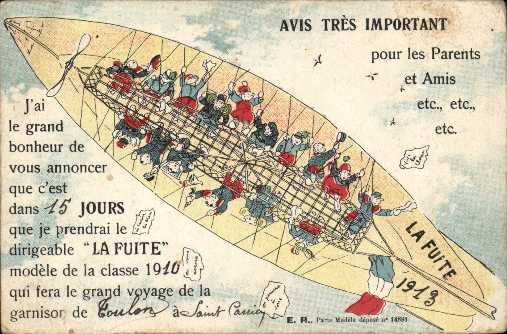 CPA Militaria Classifies 1910 of the garrison of Toulon (zeppelin airship militaria)