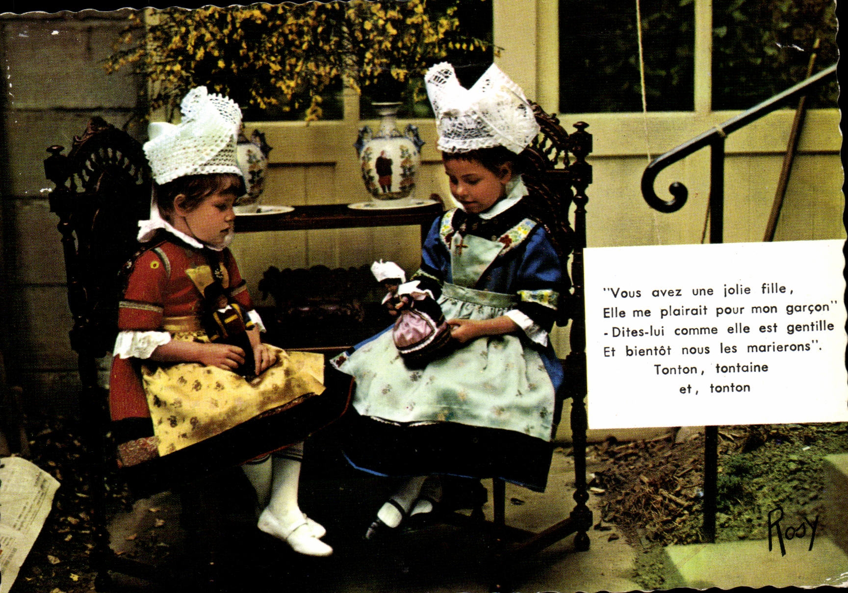 MODERNE KARTE Folklore der Bretagne-kleinen Madchen des Brucke Schlucken-Lochs