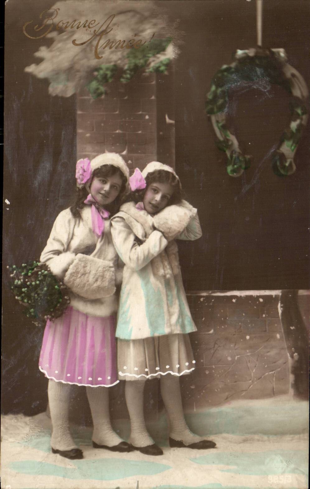 Fantasy - Child - Two Girls - Happy New Year - CPA