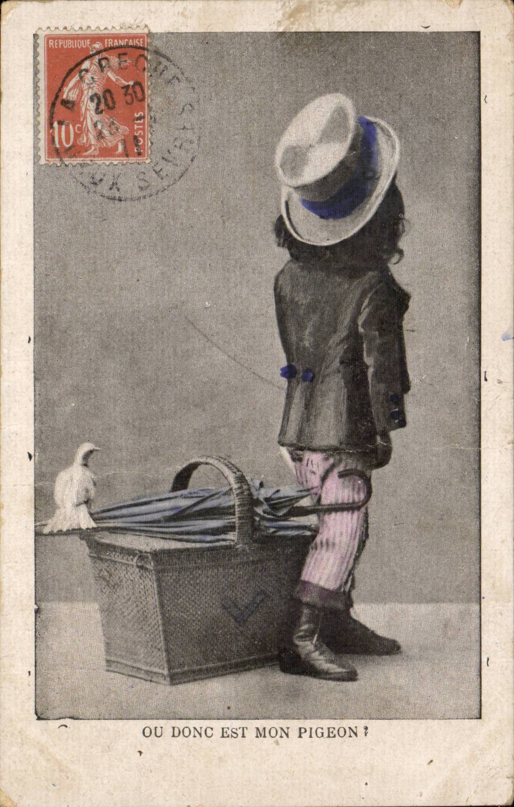 Fantasy - Child Or thus is my pigeon - bird - CPA