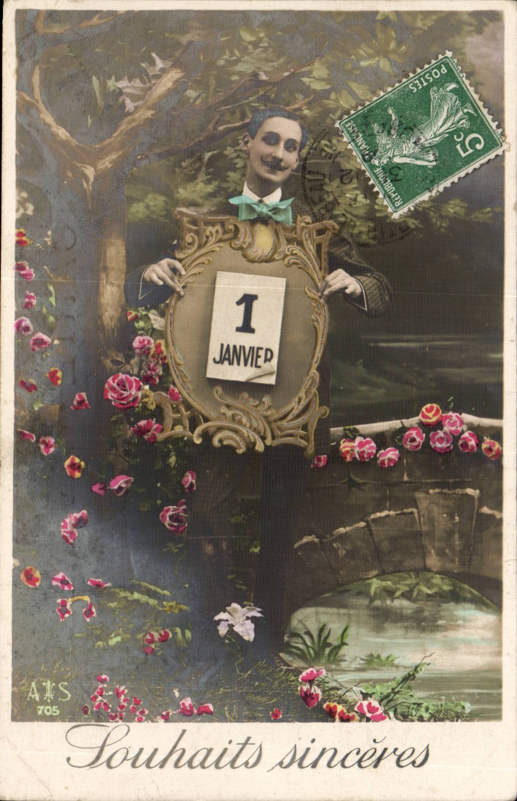 Fantasy - January 1 - new Year - Gilds - Sincere Wishes - CPA