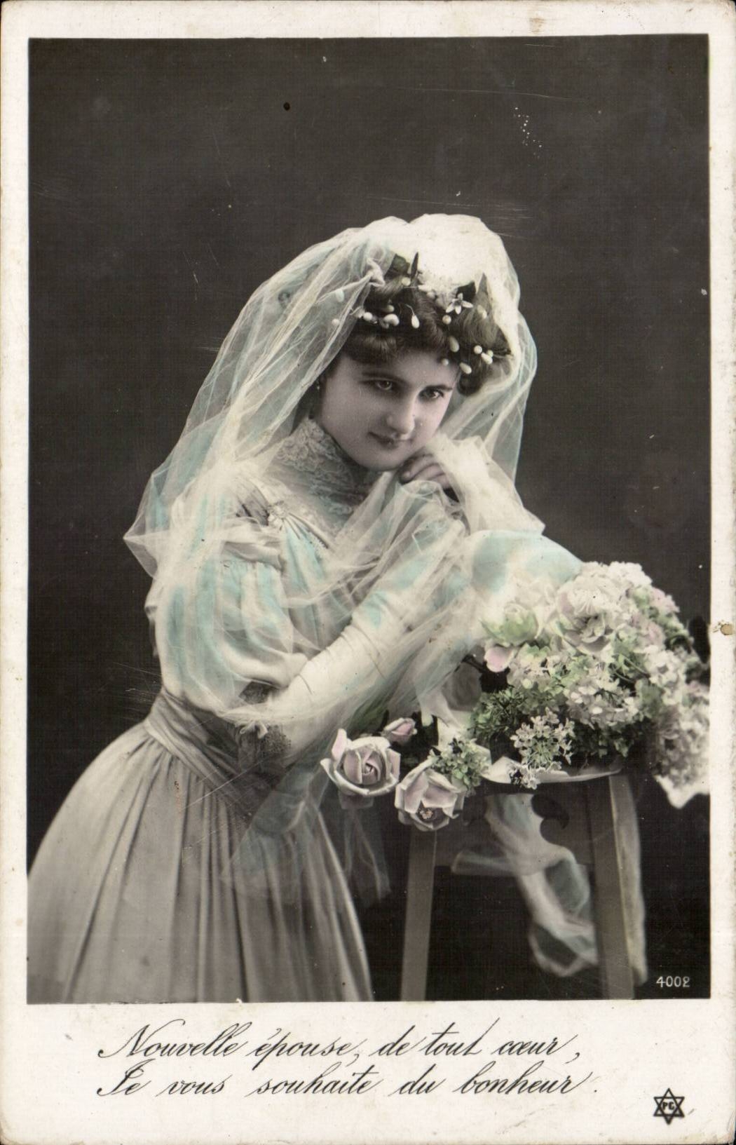 Fantasy - Woman - News marries - marriage - wedding - veil - CPA