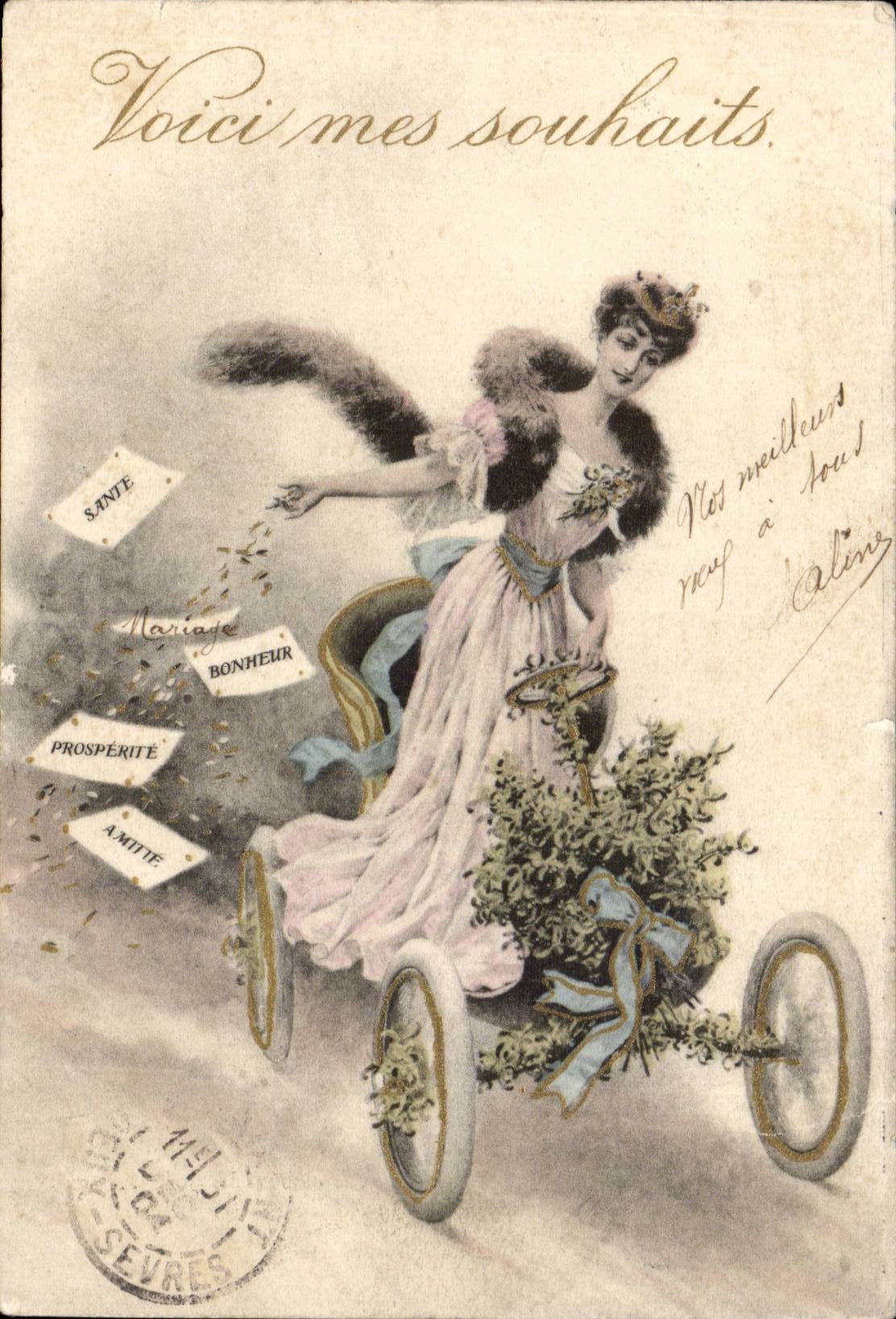 Fantasy - Woman - station - letters - gilds - CPA