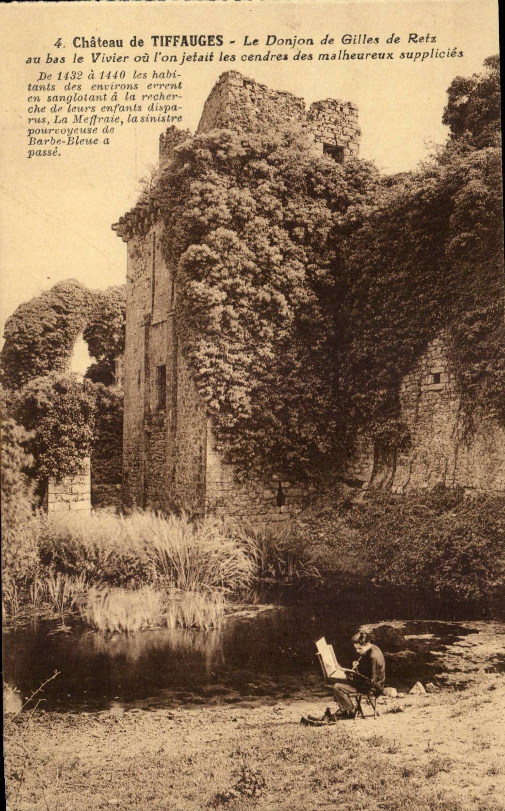 Schloss von Tiffauges - Unterhalte von Gilles de Reiz zum des Fischteichs zu grundieren - CPA