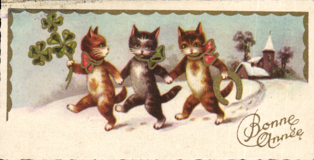 CPA Fantaise Cats (chart small size) (cat cat)