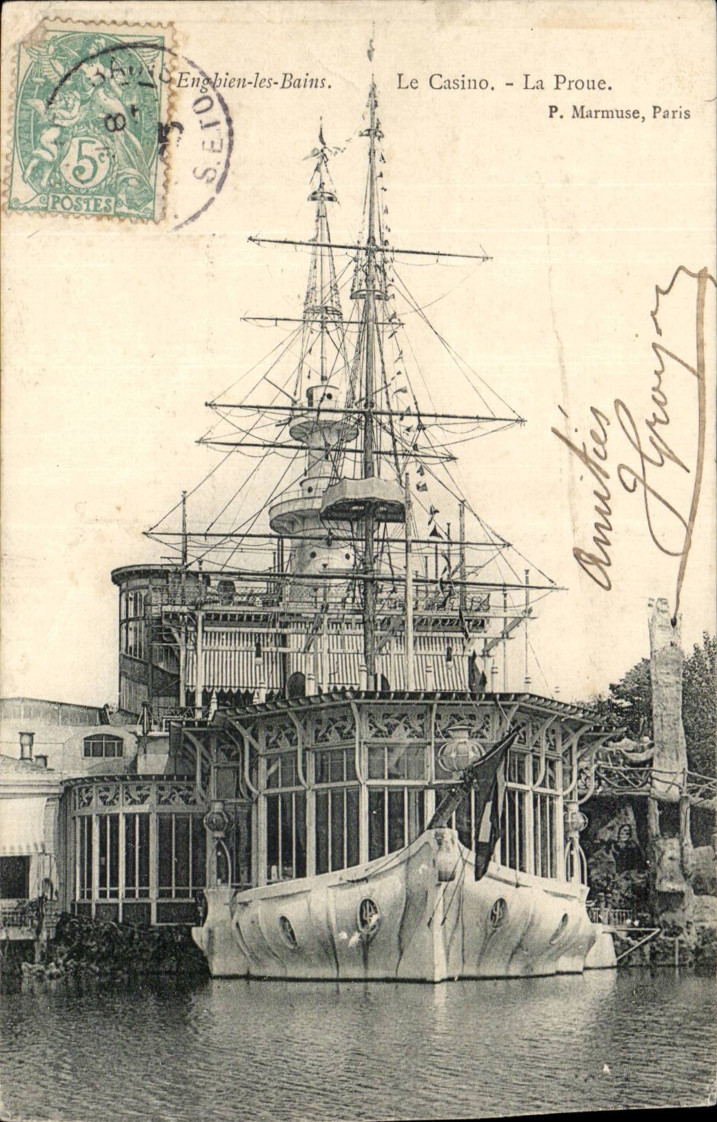 Enghien les Bains CPA the casino the prow (boat boat)