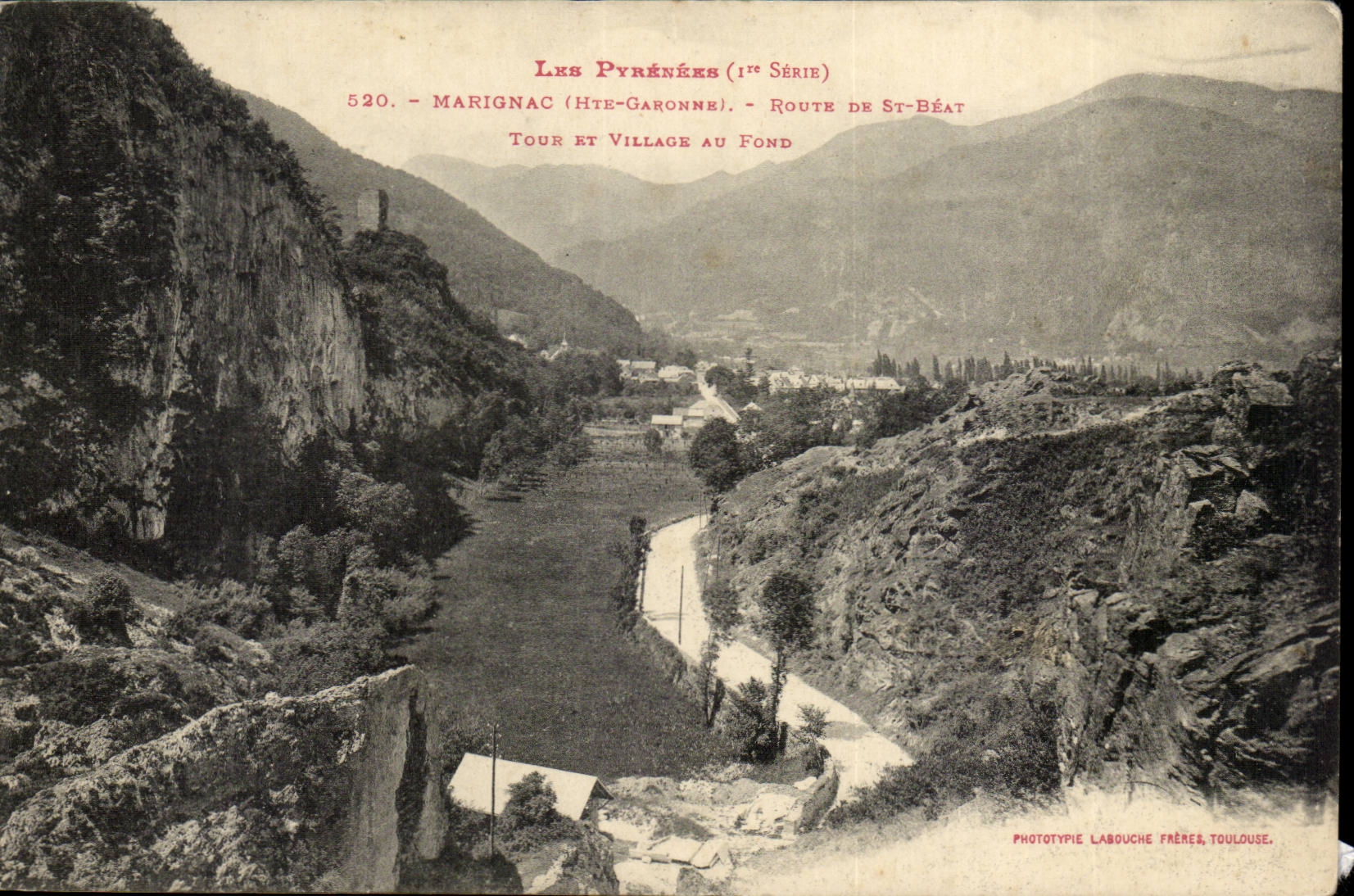 Marignac CPA Road of Happy St Turn and village at the bottom