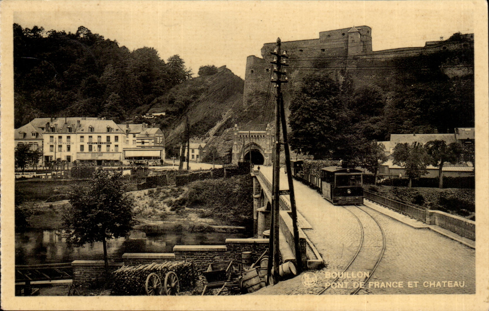 Belgium Belgie Bubble CPA bridge of France and castle (train)