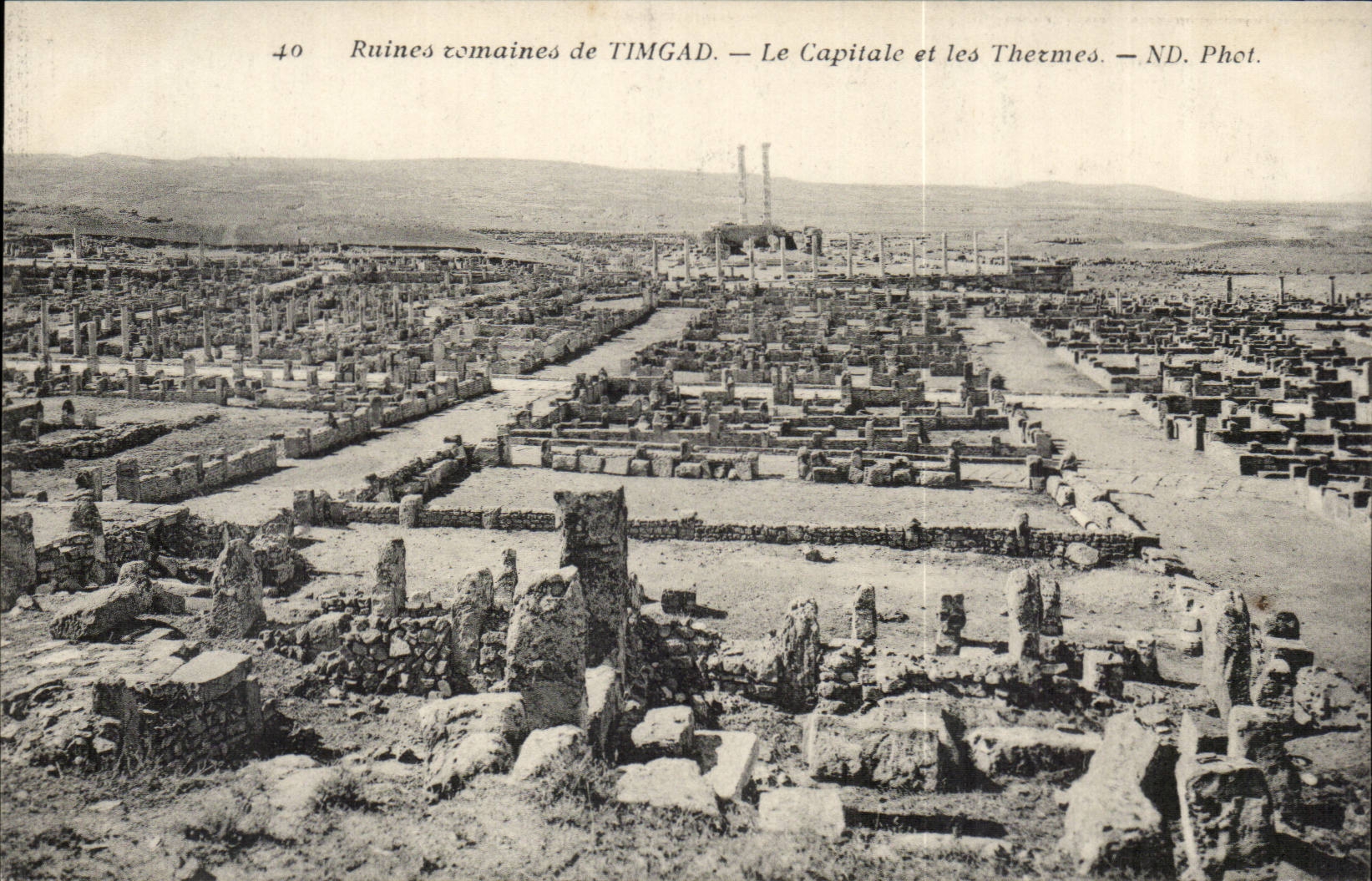Algeria CPA Roman ruins of Timgad the capitole and thermal baths