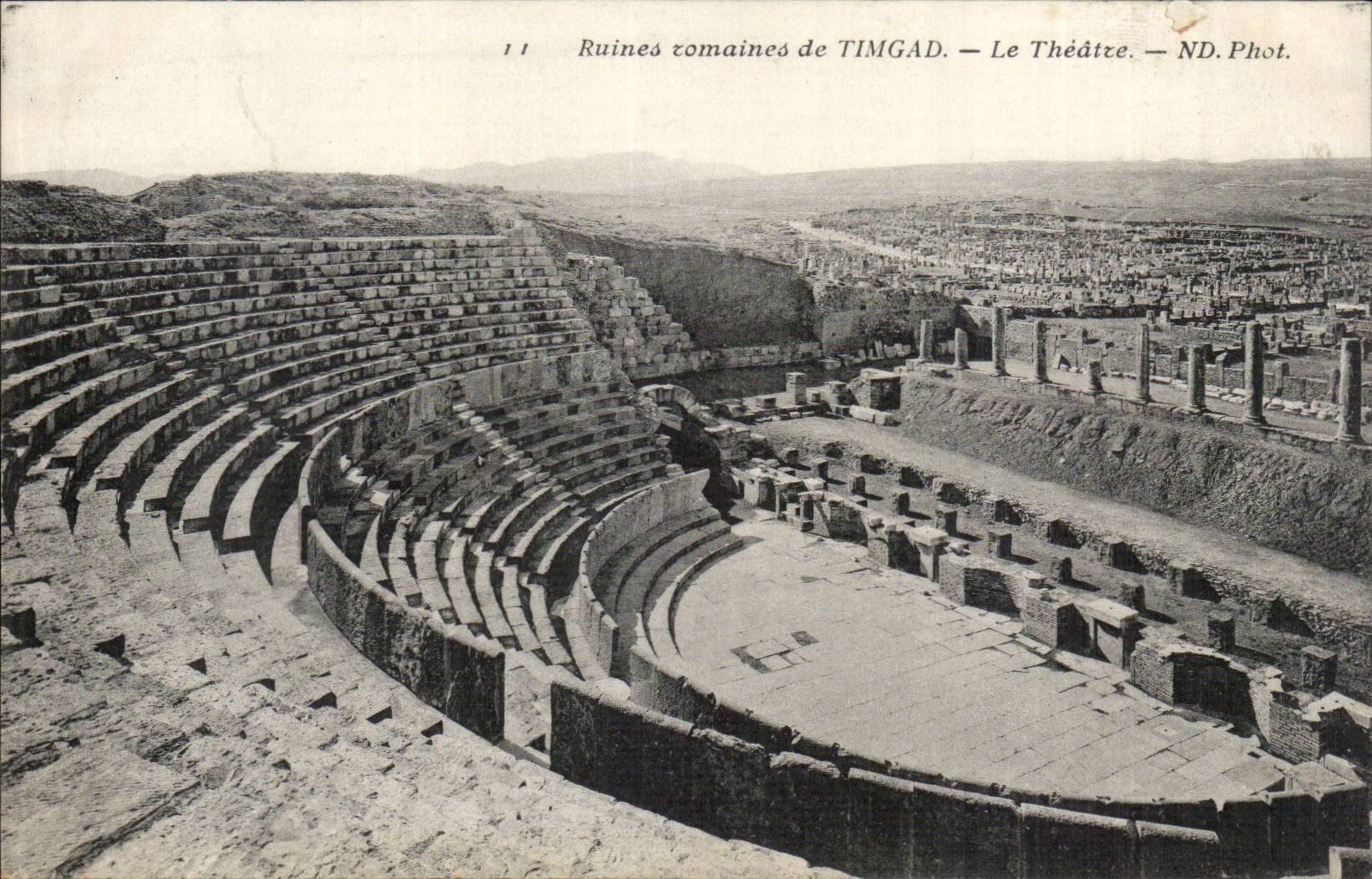Algerien-romische Ruinen von Timgad CPA das Theater