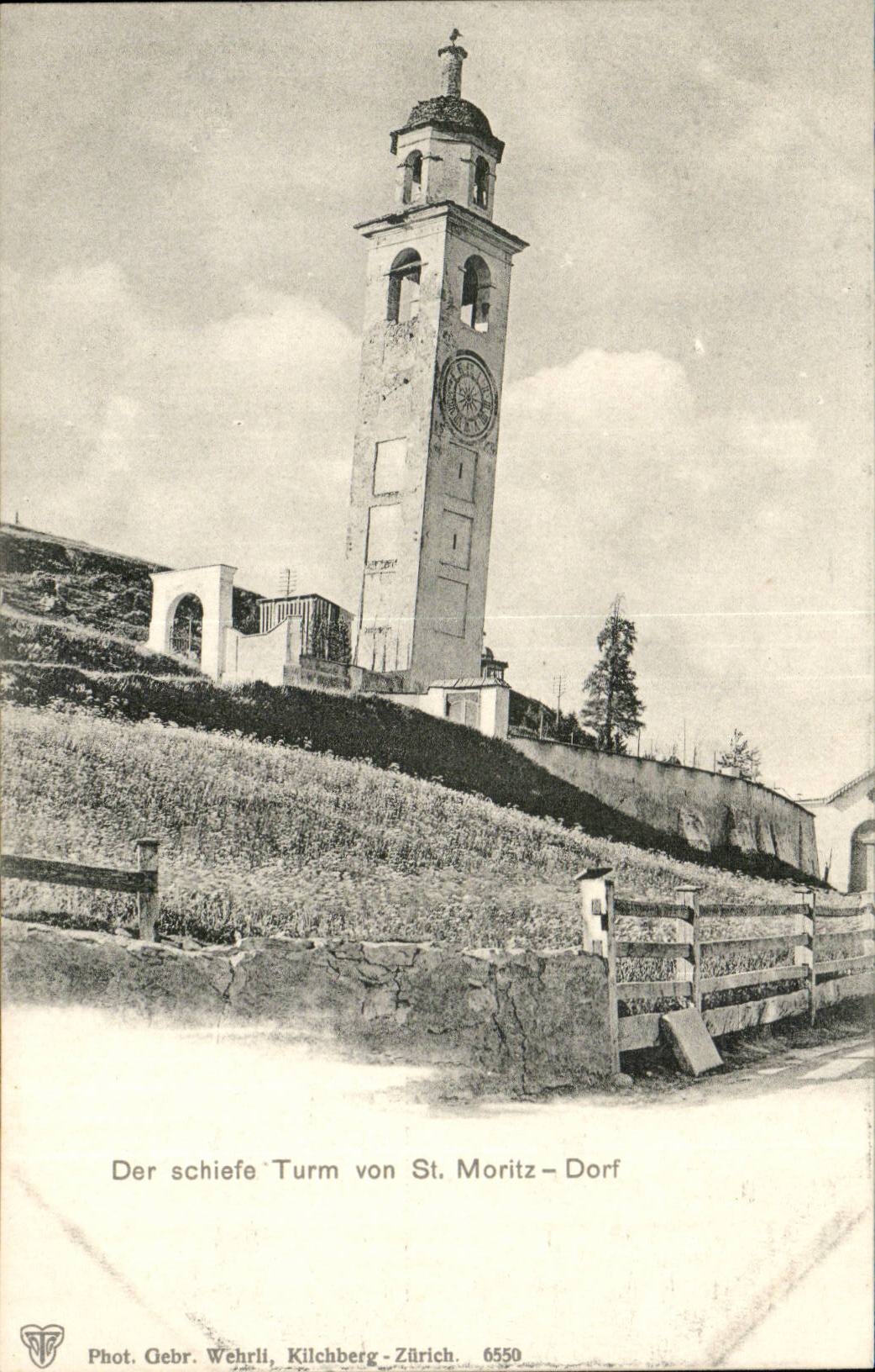 Suisse CPA Der schiefe Turm von St moritz Dorf