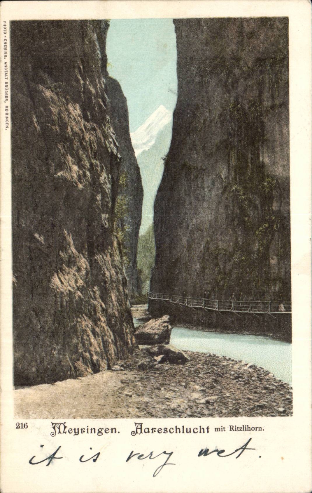 Suisse CPA Meyringen Aareschlucht mit ritzihorn