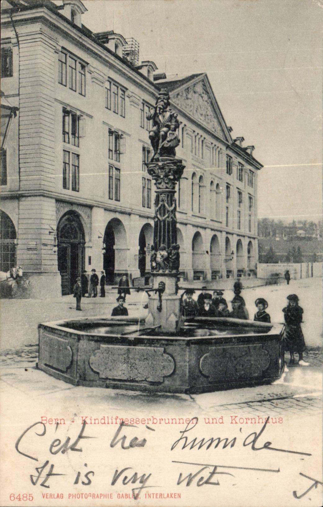 Suisse CPA Bern Kindlifnesserbrunnen und Kornhaus