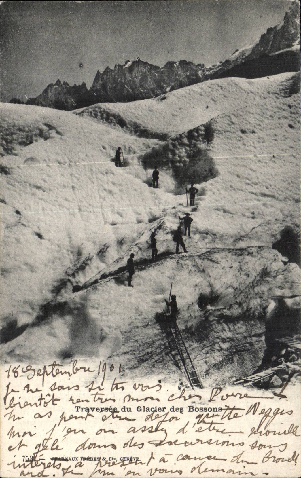 Suisse CPA Traversee du glacier des Bossons