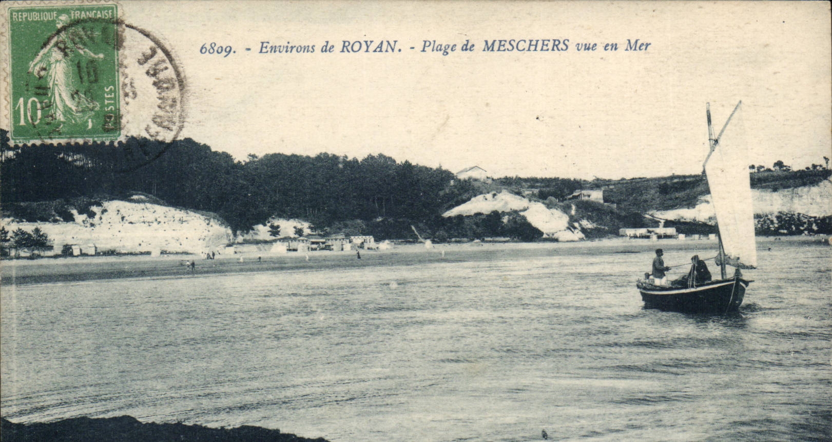 Royan les Bains - Strand von Meschers gesehen in Meer - CPA