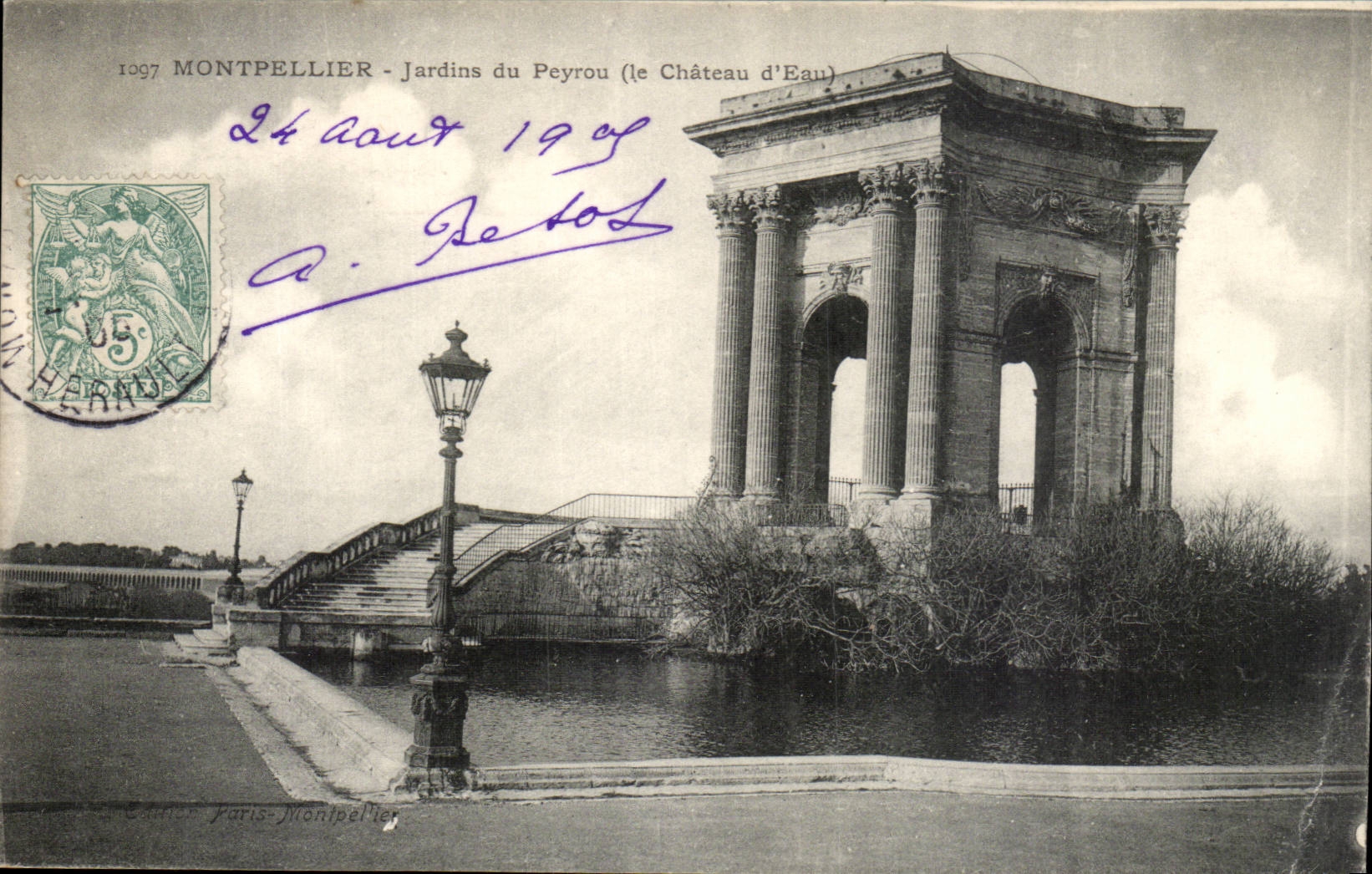 Montpellier - jardins du Peyrou - Chateau d'Eau - CPA 