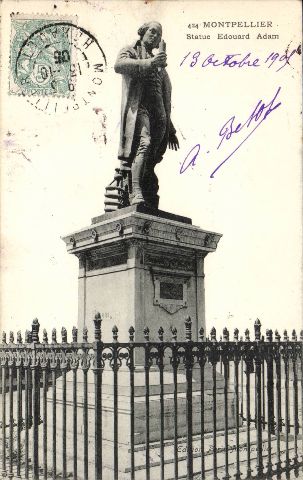 Montpellier - Statue Edouard Adam - CPA
