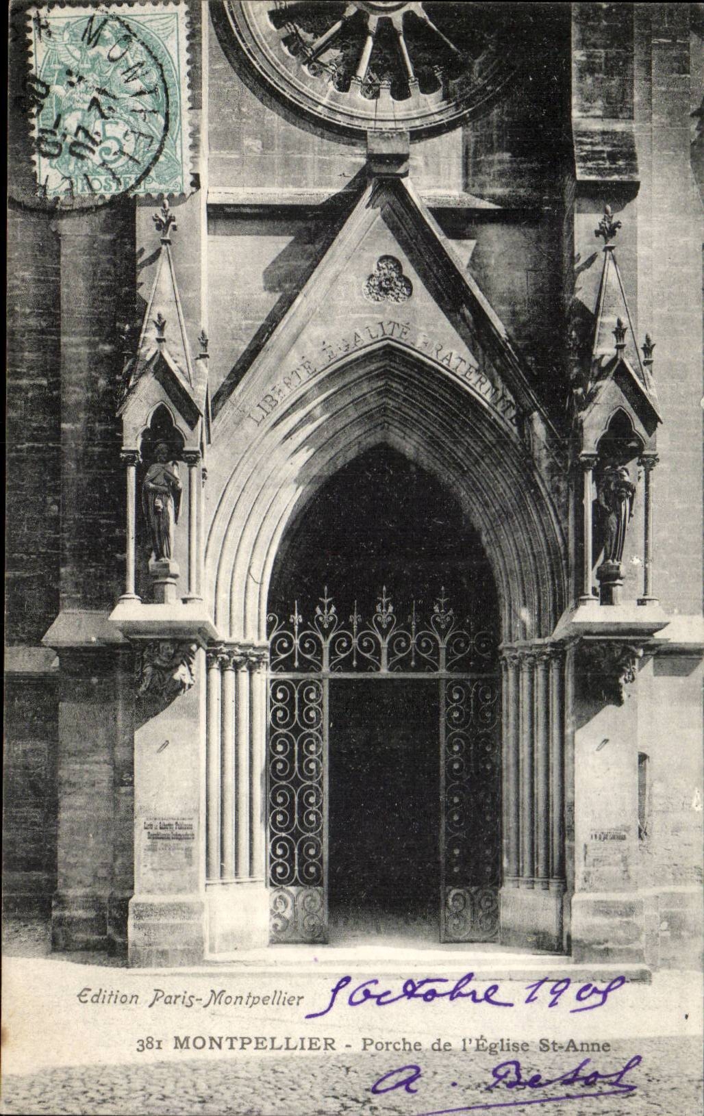 Montpellier - Porche de l'Eglise St Anne - CPA 
