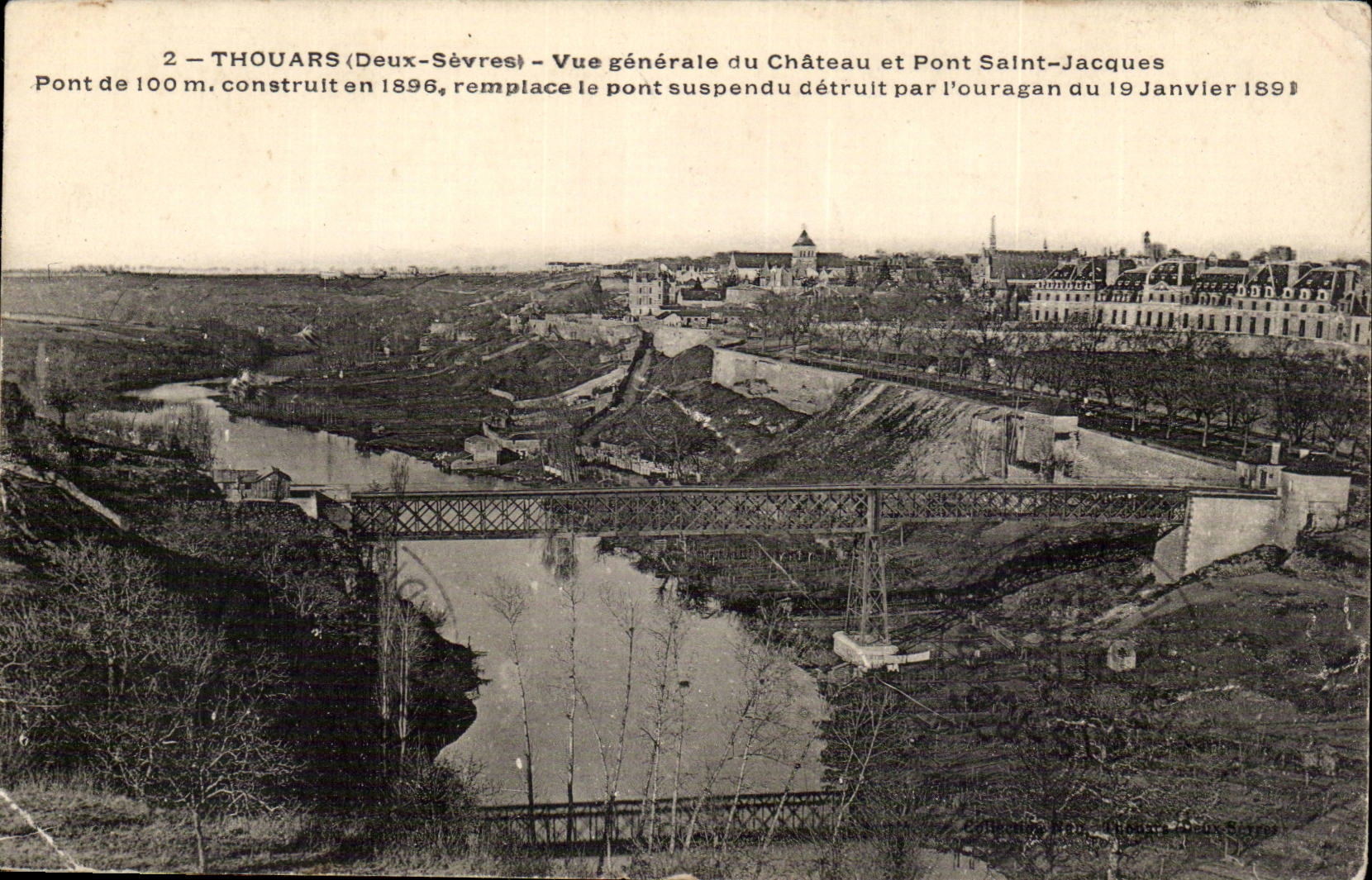 Thouars CPA View of the castle and bridge Saint Jacques