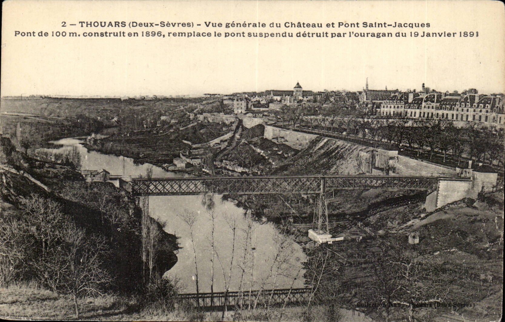 Thouars - Ansicht des Schlosses und der Brucke Saint Jacques - Brucke - CPA