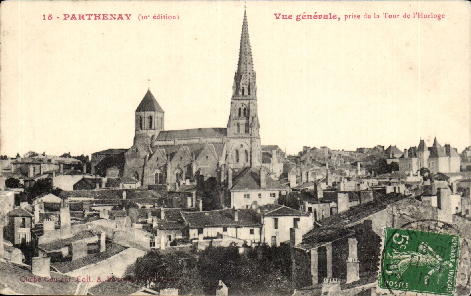 Parthenay CPA View taken of the tower of the clock