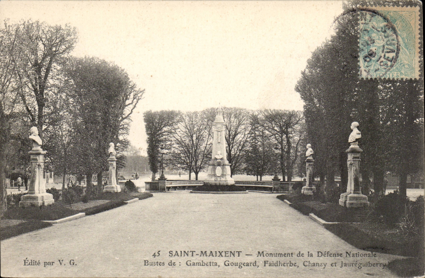 Saint Maixent CPA Monument of national Defense Gambetta Gougeard Faidherbe Chanzy Jaureguiberry