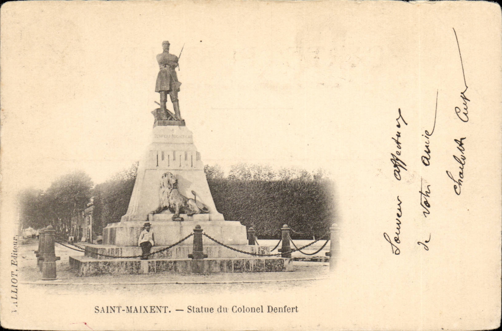 Saint Maixent CPA Statue of colonel Denfert