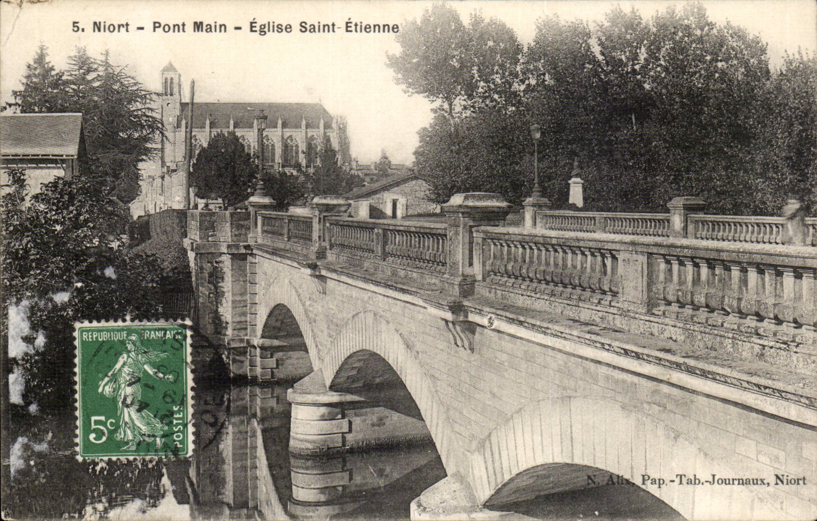 Niort CPA Bridge Hand Church Saint Etienne