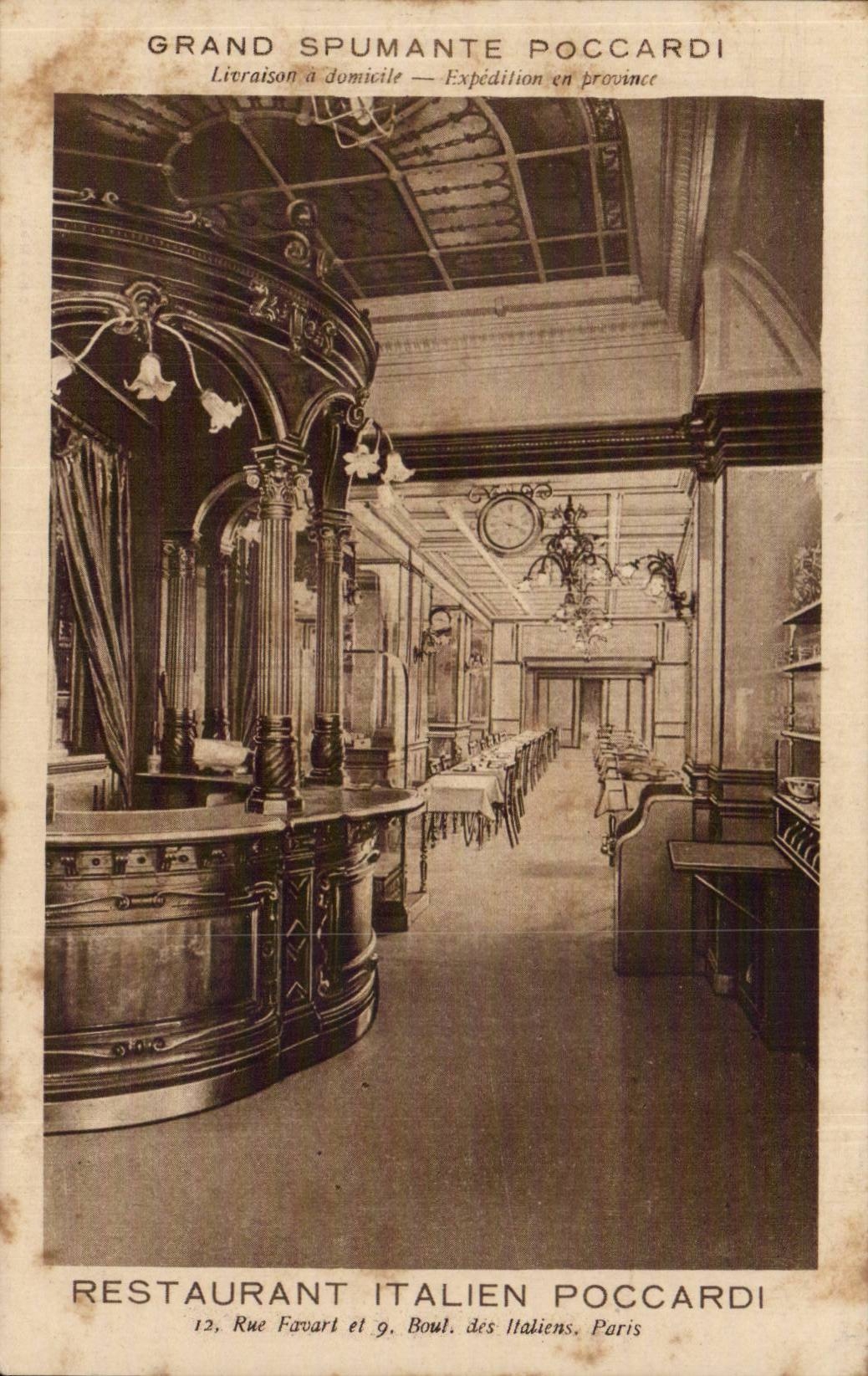 Italian CPA Italian restaurant BarPoccardi 12 rue Favart and 9 bd des Paris Restoring