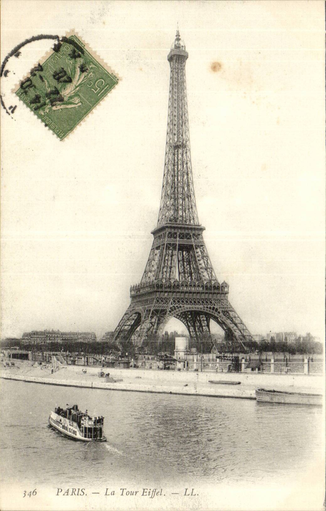 Paris CPA Eiffel Tower (barge)