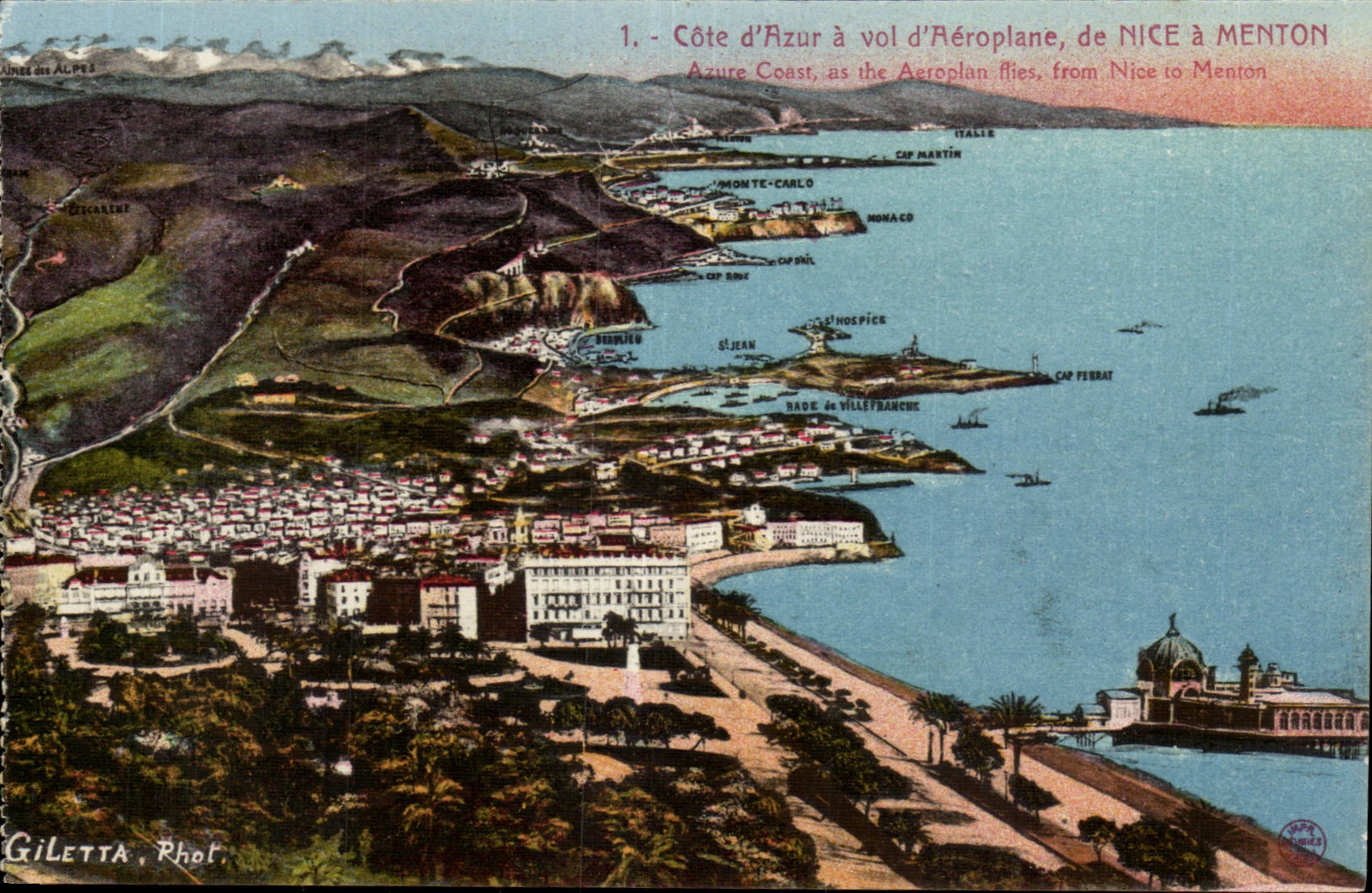 Nice CPA Cote azure has flight of airplane of Nice has Menton