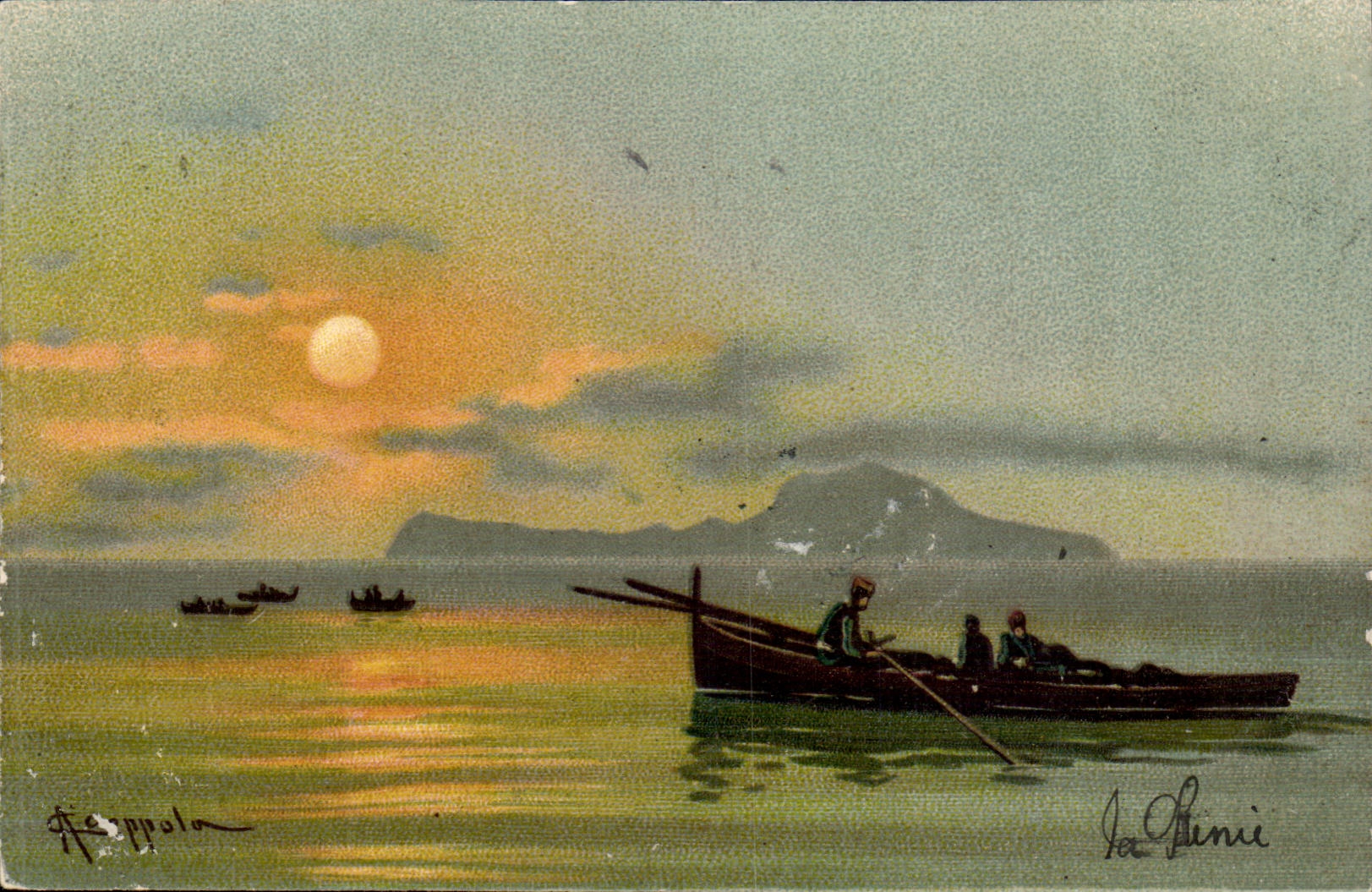 CPA Phantasie-Boot hat sinning