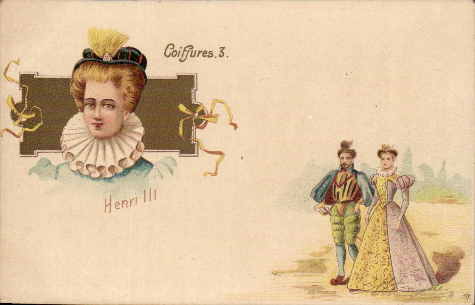 CPA Phantasie-Frisuren Henri III