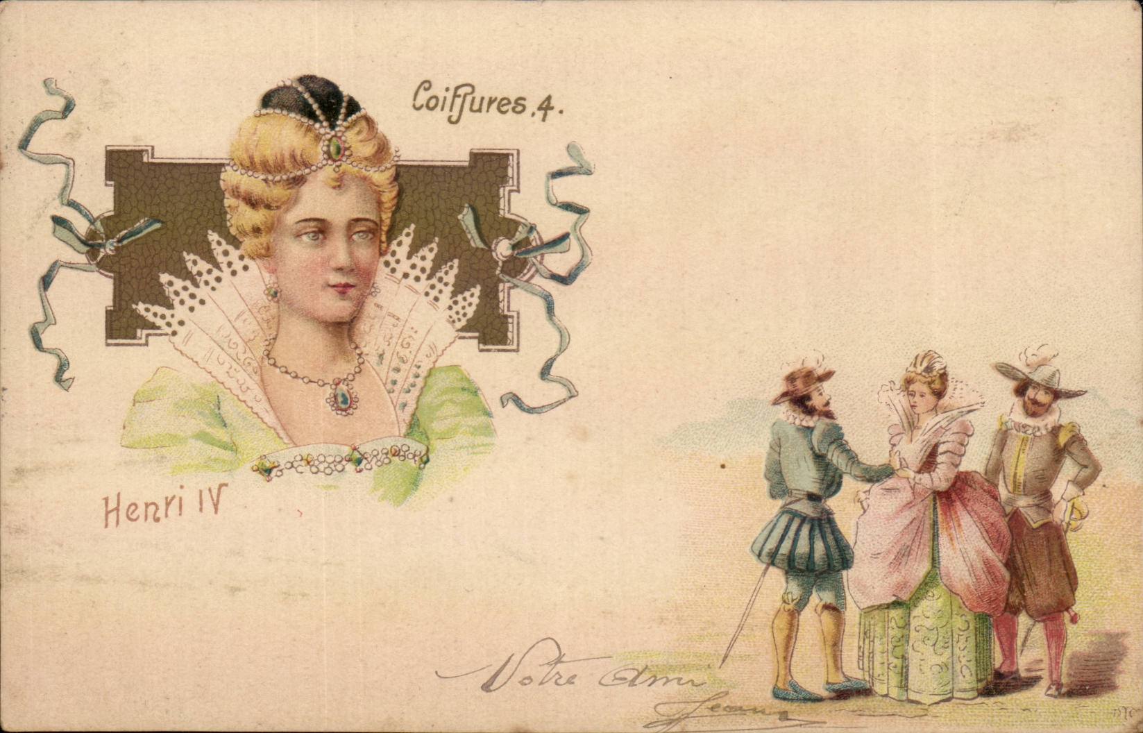 CPA Phantasie-Frisuren Henri IV