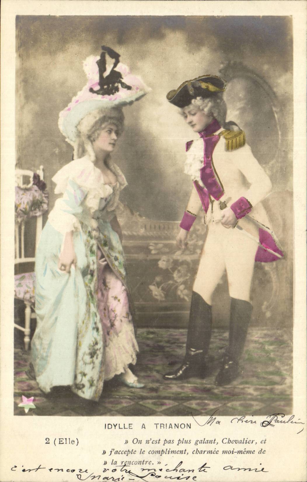 CPA Fantasy Children Idylle and Trianon Costume