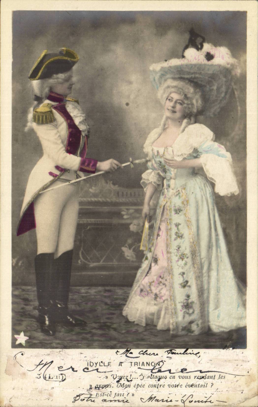 CPA Fantasy Children Idylle and Trianon Costume