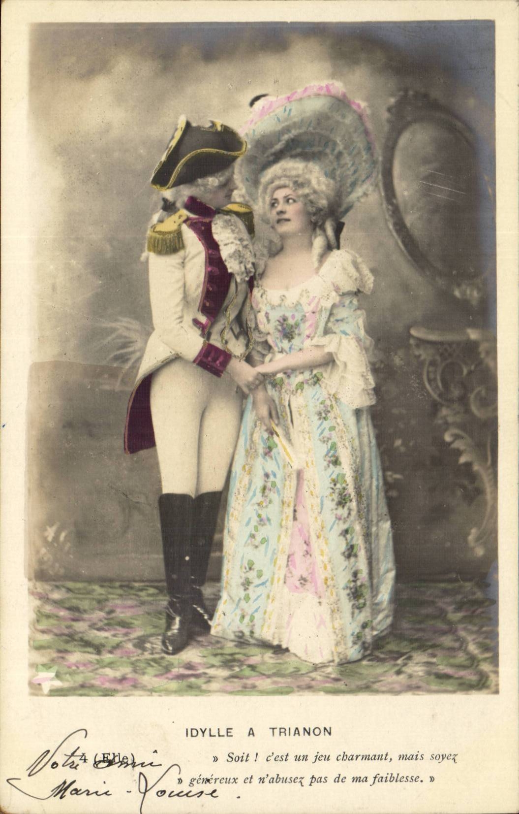 CPA Fantasy Children Idylle and Trianon Costume