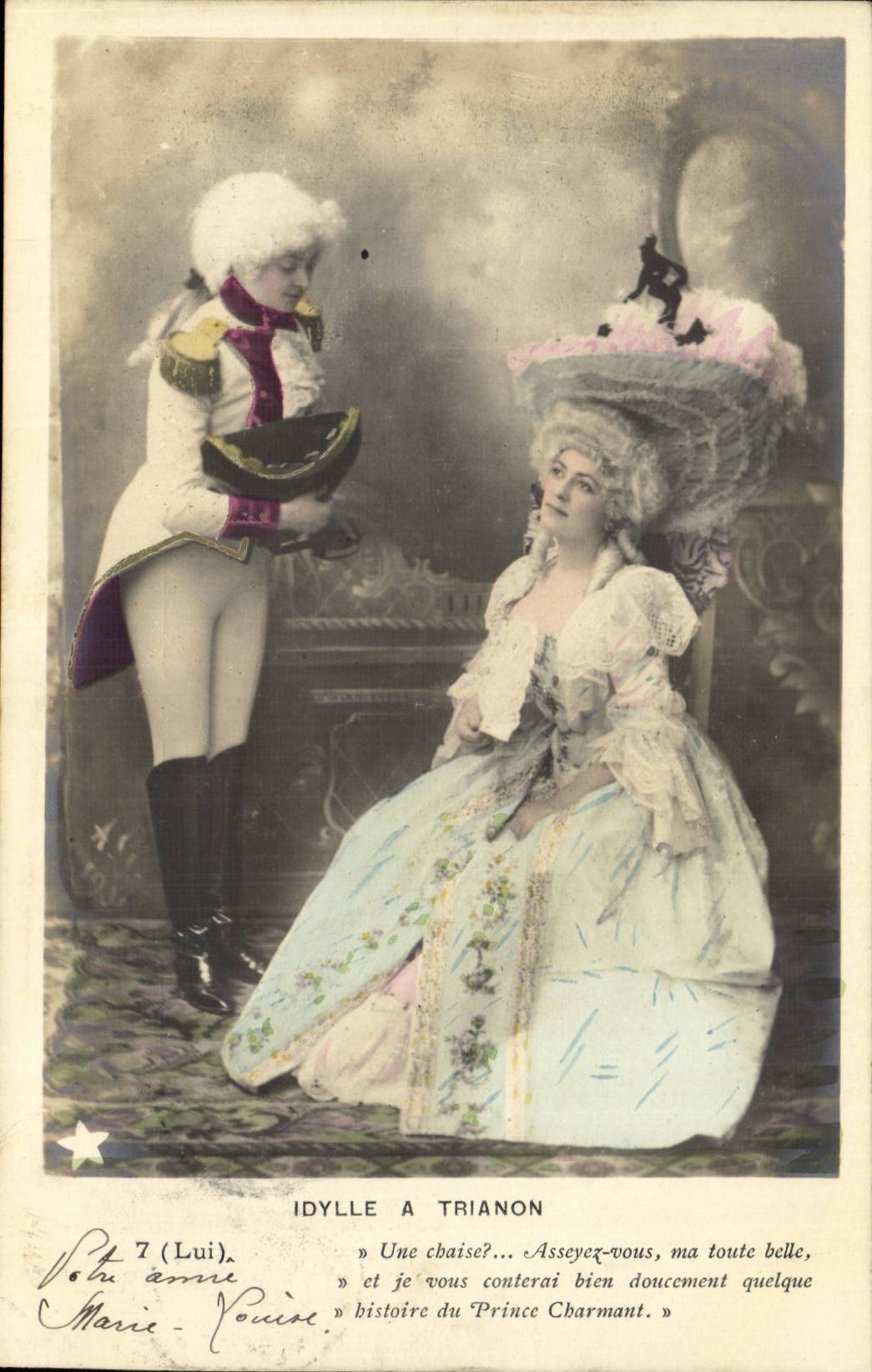 CPA Idylle has TRianon Femmes Marchioness