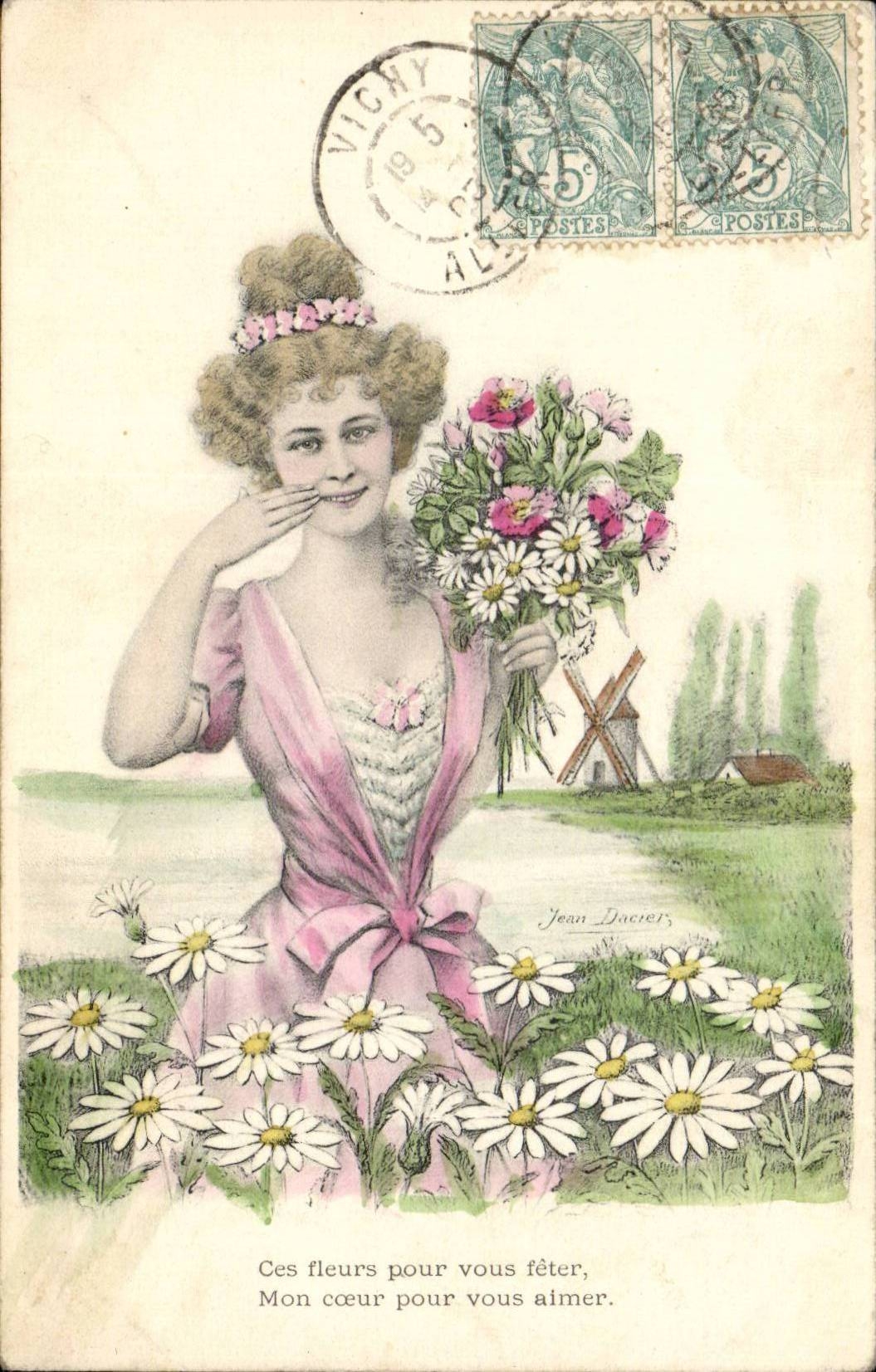 CPA Fantasy Woman These flowers to celebrate you