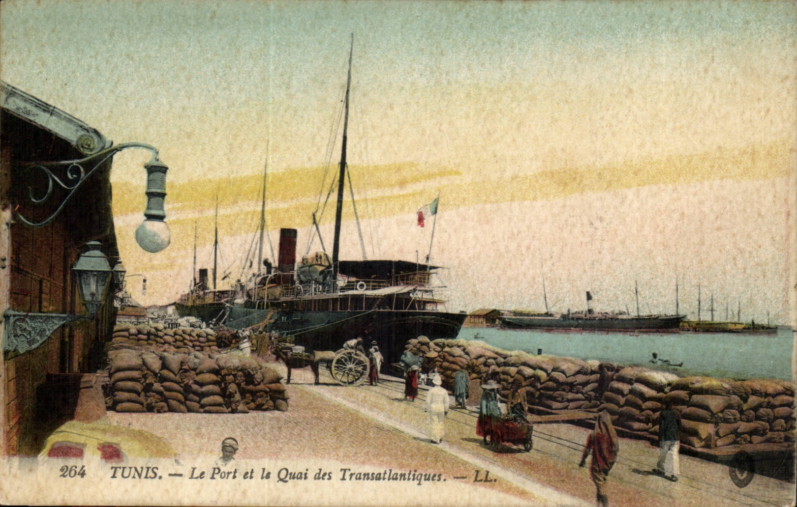 Tunesien Tunis CPA der Hafen und das Kai der Klappstuhle