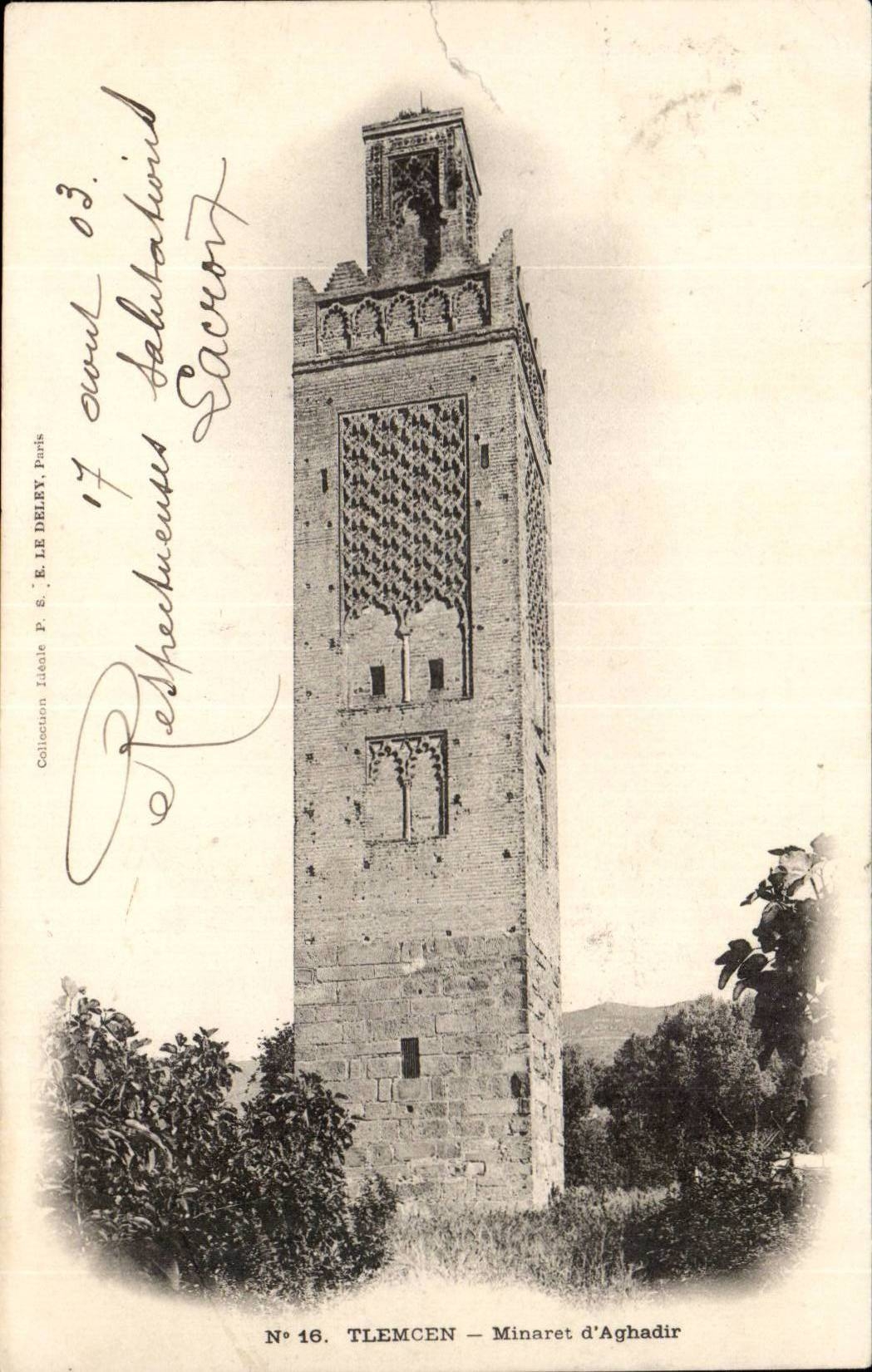 Algeria Tlemcen CPA Minaret to aghadir