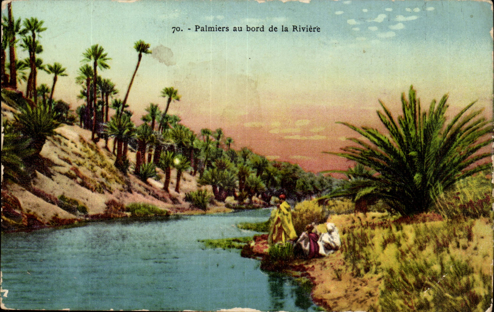 Algeria CPA Palm trees at the edge of the river