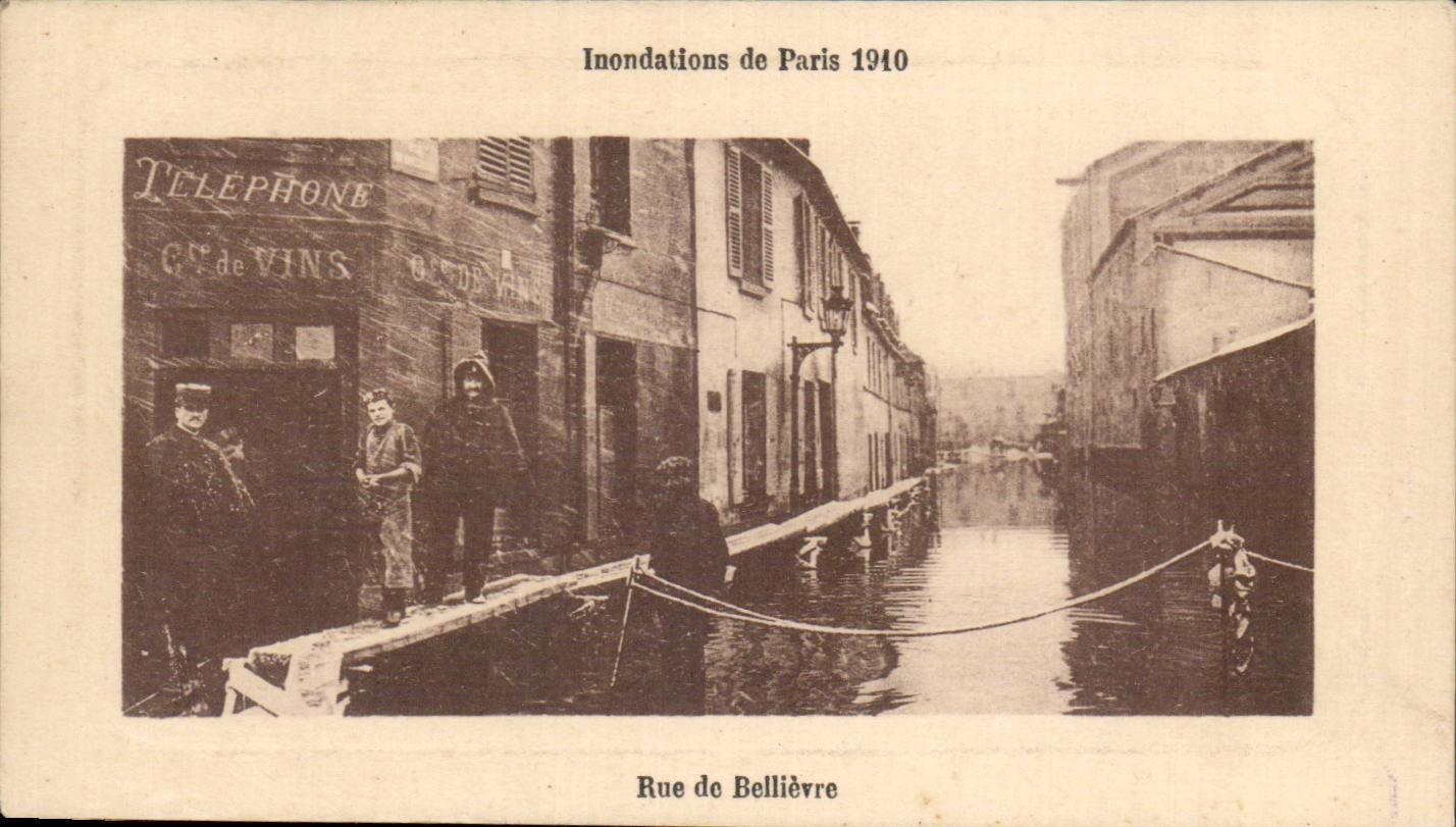 Paris CPA Inondations de 1910 Rue de Bellievre