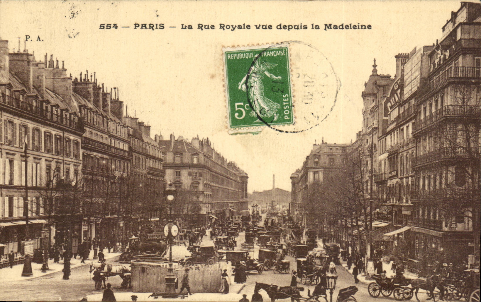 Paris CPA the Royal street seen since the Madeleine