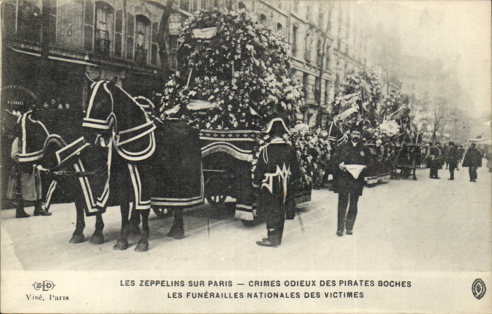 Zeppeline Paris-CPA auf Paris-abscheulichen Verbrechen des boches Begrabnisses der Opfer