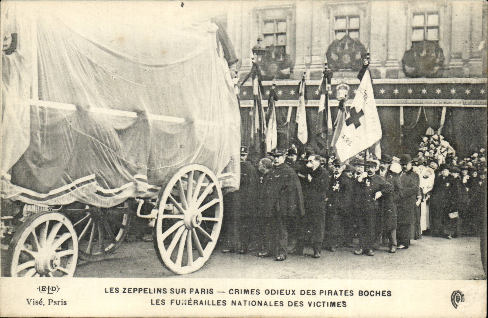 Zeppeline Paris-CPA auf Paris-abscheulichen Verbrechen des boches Begrabnisses der Opfer