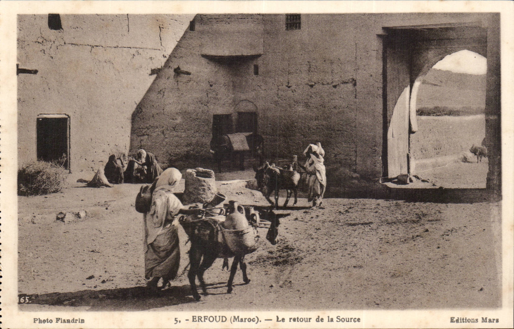 Morocco ERfoud CPA the return of lsa source (ass donkey)