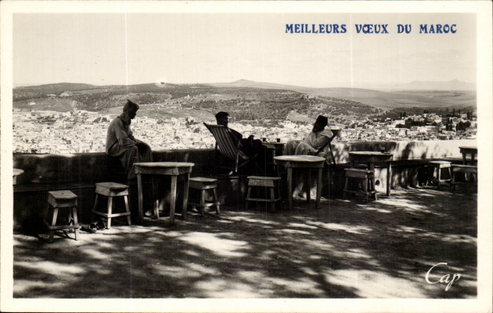 Wunsche FEs Panorama Marokko-CPA machen das bessere von MEdina genommen vom Kaffee von Merinides fest